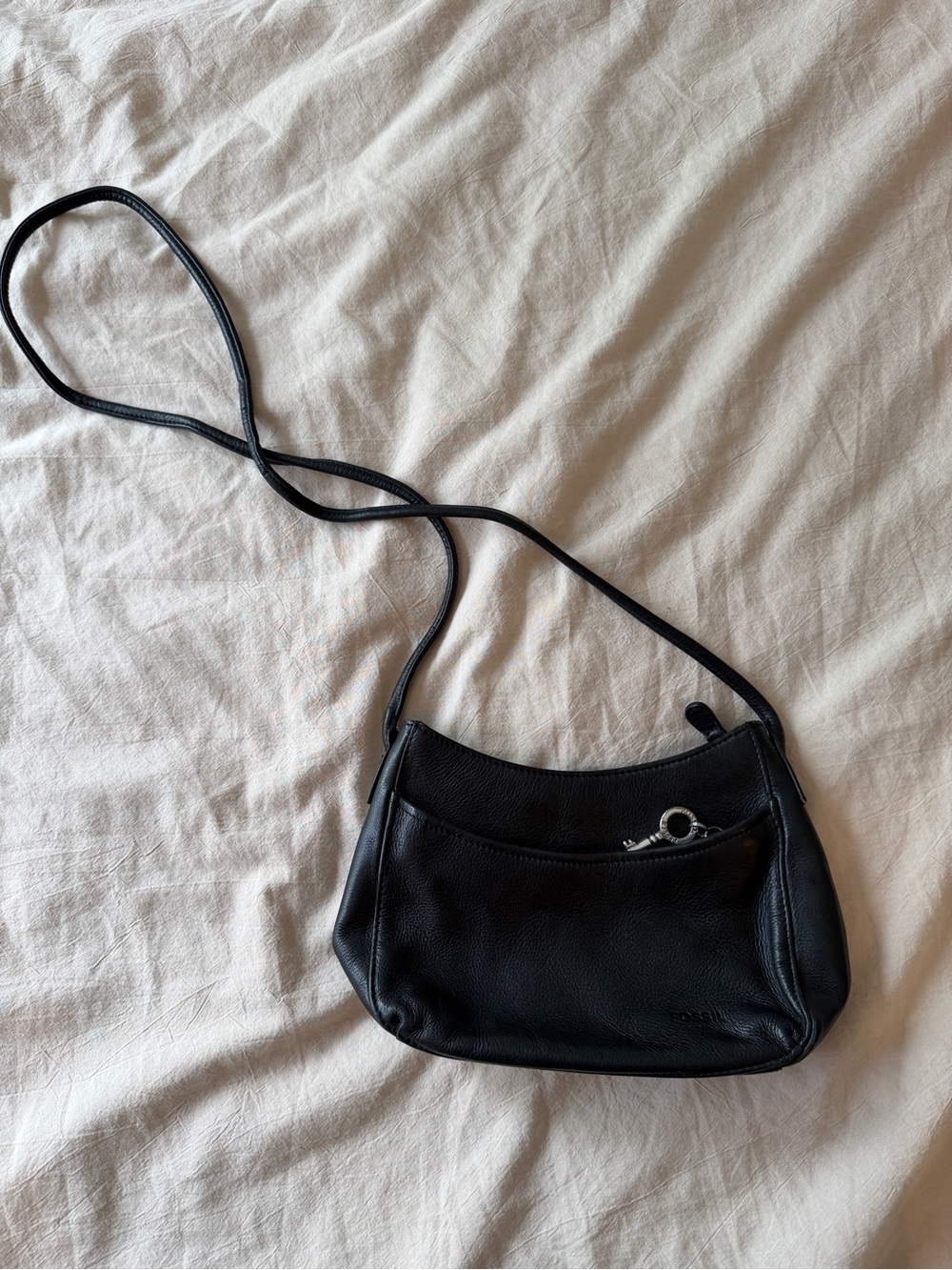 Vintage Fossil Black Leather Crossbody Bag